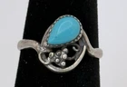 Vintage Native American Sterling Silver Turquoise Ring Size 5.75