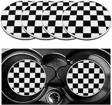 4-Piece Checkerboard Car Cup Coasters, 2.76-Inch Anti-Slip Color: Checkerboard