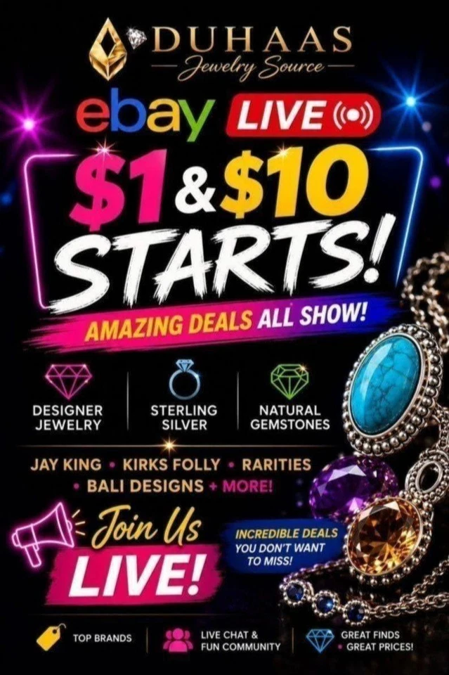 $1 Starts! Jay King, Heidi Daus, Sterling Silver & Gemstone Jewelry Live