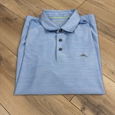 Tommy Bahama Island Zone Polo Shirt Mens Sz Large Blue Performance Stretch Golf