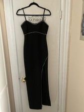 Xscape Black Studded Sweetheart Strappy Sleeveless Long Gown Dress Size 8