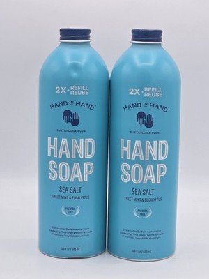 Sea Salt, Sweet Mint & Eucalyptus Hand Soap Refill By Hand In Hand - 2 Pack 