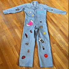 Red Kap Gray Cotton Coveralls Jumpsuit custom made hemmed with 22 Patches
