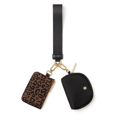  Mini Zip Around Wristlet Wallets for Women -KeyChain Wallet with Brown leopard