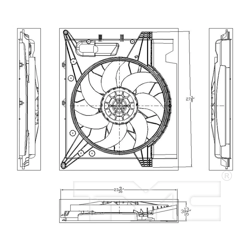 Conjunto de ventilador condensador y radiador doble TYC 623120 para 03-14 Volvo XC90 Foto 4 de 4
