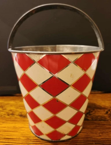 RARE VINTAGE OHIO ART  TIN LITHO DIAMOND DESIGN SAND PAIL