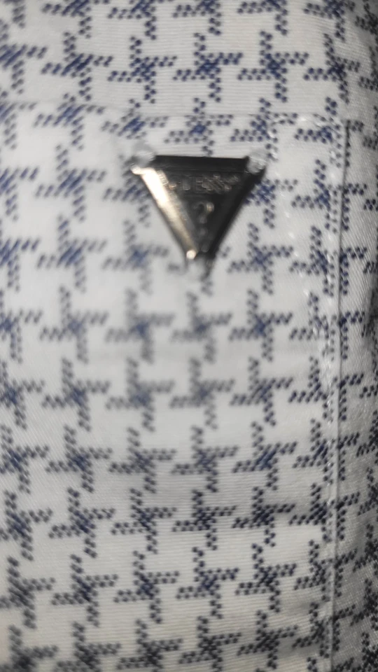 Guess Slim Fit Men Size XL Gray Pinstripe Long Sleeves Casual Sport Shirt - Image 3 of 4