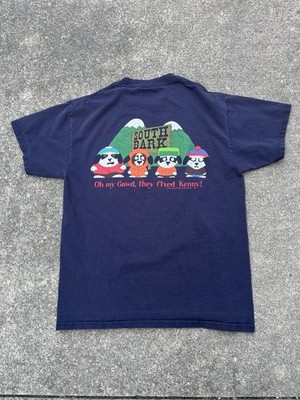 Vintage 90s Y2K Big Dogs South Bark South Park Rip T Shirt Navy Size Small