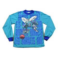Vintage 1990s Charlotte Hornets Kid's Long Sleeve Graphic T-Shirt Youth L
