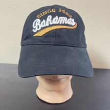Bahamas Baseball Hat Black Gold Embroidered Cotton Adjustable