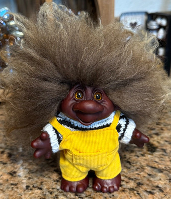 Dam Troll 5  Brown / Black Guy Figure. O.O.A.K. Wool Hair & Glass Eyes.