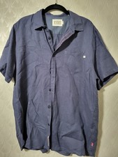 Scotch  Soda 100 Linen Blue Short Sleeve Button Up Regular Shirt Men's Large