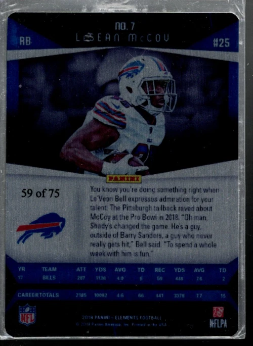 B4222- 2018 Panini Elements #7 LeSean McCoy /75 - NM-MT - Image 2 of 2