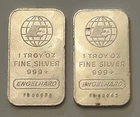 Pair Vintage Engelhard 1 T-oz .999 Silver Bars  Low Serial FB 00547 & FB  00576