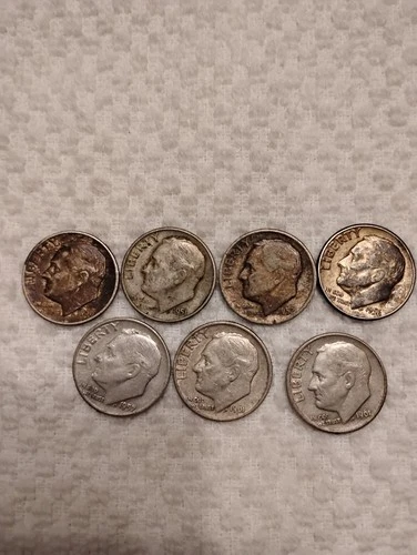 (Lot of 7) Roosevelt Dimes 90% Silver