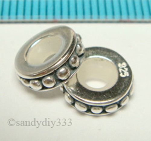 1x STERLING SILVER RUBBER STOPPER EUROPEAN BRACELET CHARM BEAD SPACER J156 - Afbeelding 1 van 2