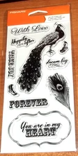 CLEAR ACRYLIC FISKARS PEACOCK ~ dream big, You are in my Heart   wks CTMH blks