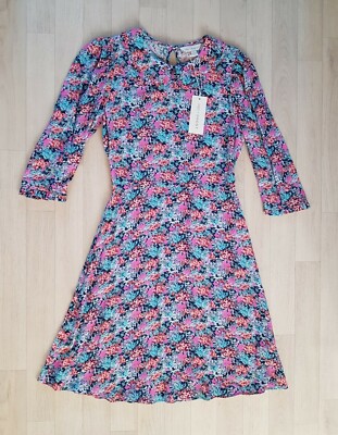 M&S X GHOST Gr. 8 Regular FLORAL KLEID Sommer TEE Skater BUNT Kragen PARTY