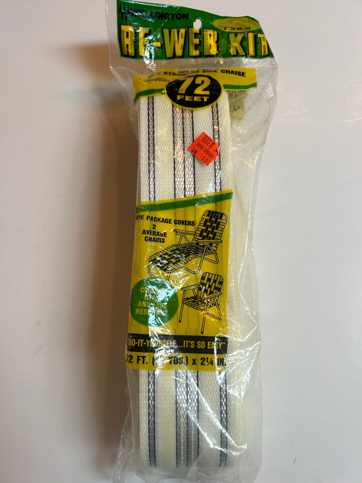 VTG NOS Wellington REWEB KIT 72 Feet Lawn Chair bing White W/Silver