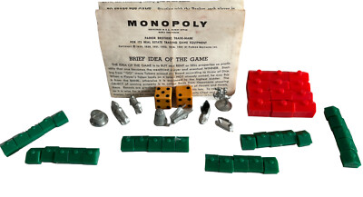 Vintage Monopoly Replacement Game Pieces Tokens Dice Houses Rules