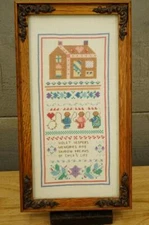 Framed Textile Cross Stitch Sampler Violet Vespers Memories Rife Shadow Dreams