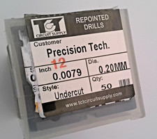 TCT REPOINTED DRILLS UNDERCUT 0.20MM 0.0079" 0.137" FLUTE LOT OF 50 