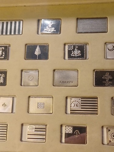 flags of the american revolution-64 mini-ingots in sterling silver-franklin mint - Picture 9 of 16
