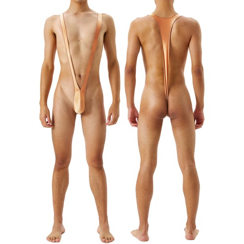 FEESHOW AU Mens Glossy Sexy Mankini Swimwear One-piece Jockstrap Thong Singlet - Picture 86 of 107