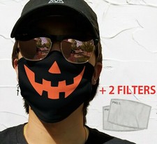 Pumpkin Jack O Lantern Face Mask Filters Pocket Washable Reusable Adult Kids