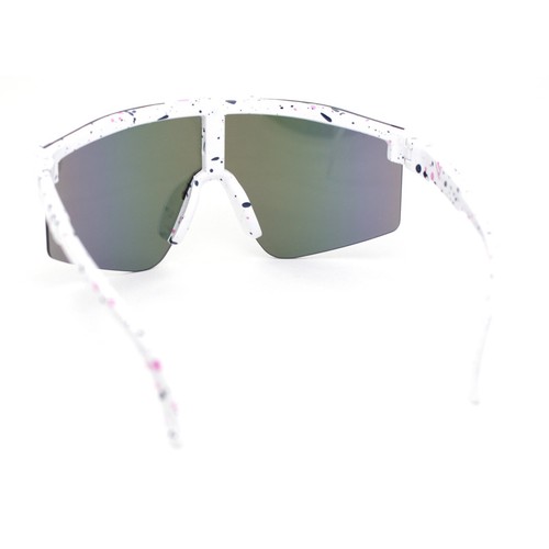 Boys Kids Size 80s Paint Splatter Oversize Rimless Sport Plastic Sunglasses - 第 16/21 張圖片