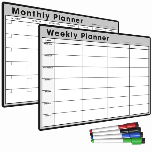 Calendario planificador de mes y semana | Pizarra magnética de borrado en seco | Hogar y oficina - Imagen 7 de 28