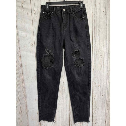 SHEIN Women Size 28 Raw Hem Mom Jeans Denim High Rise Gray Baggy Fit | eBay