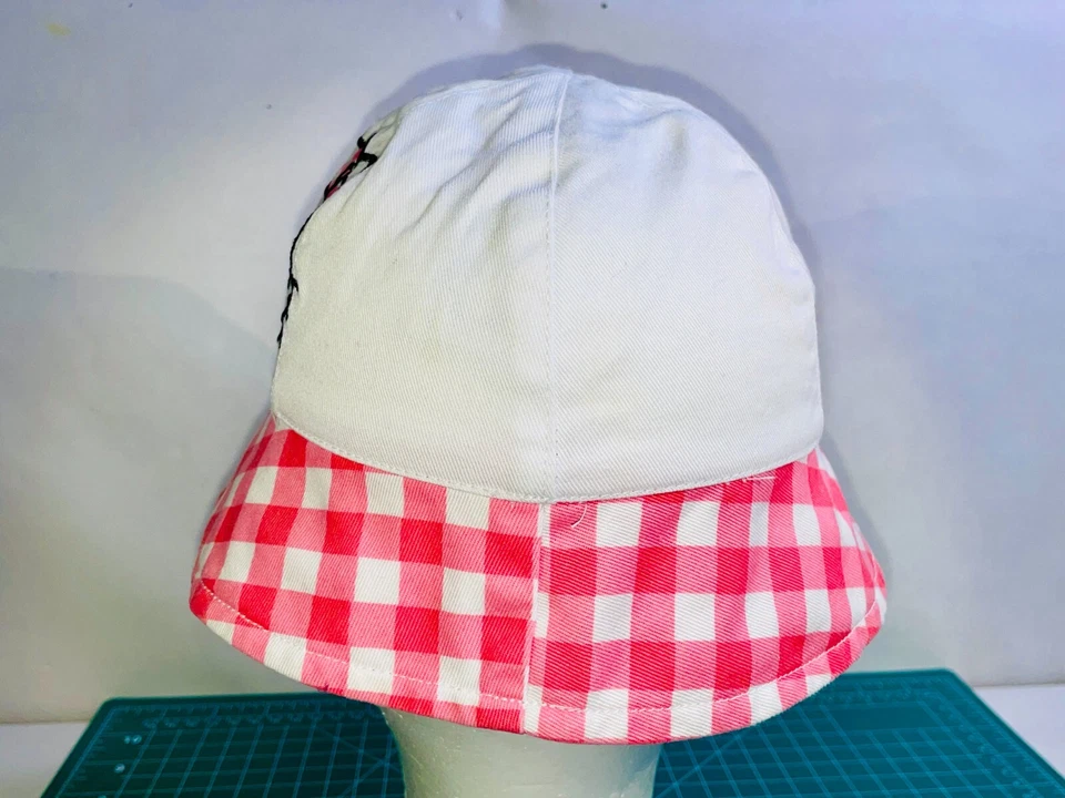 Hello Kitty Sanrio Bucket Hat Toddler Size Sun Pink Red Apples Cat Graphic Print - Image 4 of 4