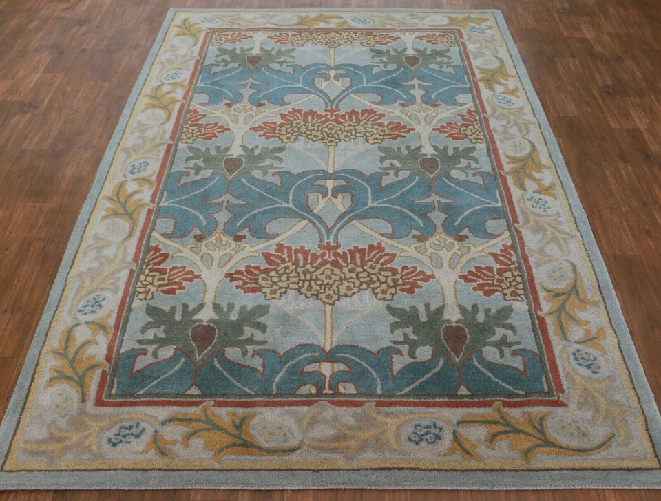 Alfombras de lana tradicionales hechas a mano estilo antiguo de pelo bajo William Morris Foto 4 de 4