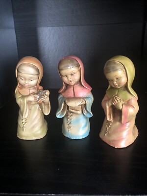 Vintage Three Musical Nuns-Vintage Religious Decor-Paper Mache-Made Italy 3.75 