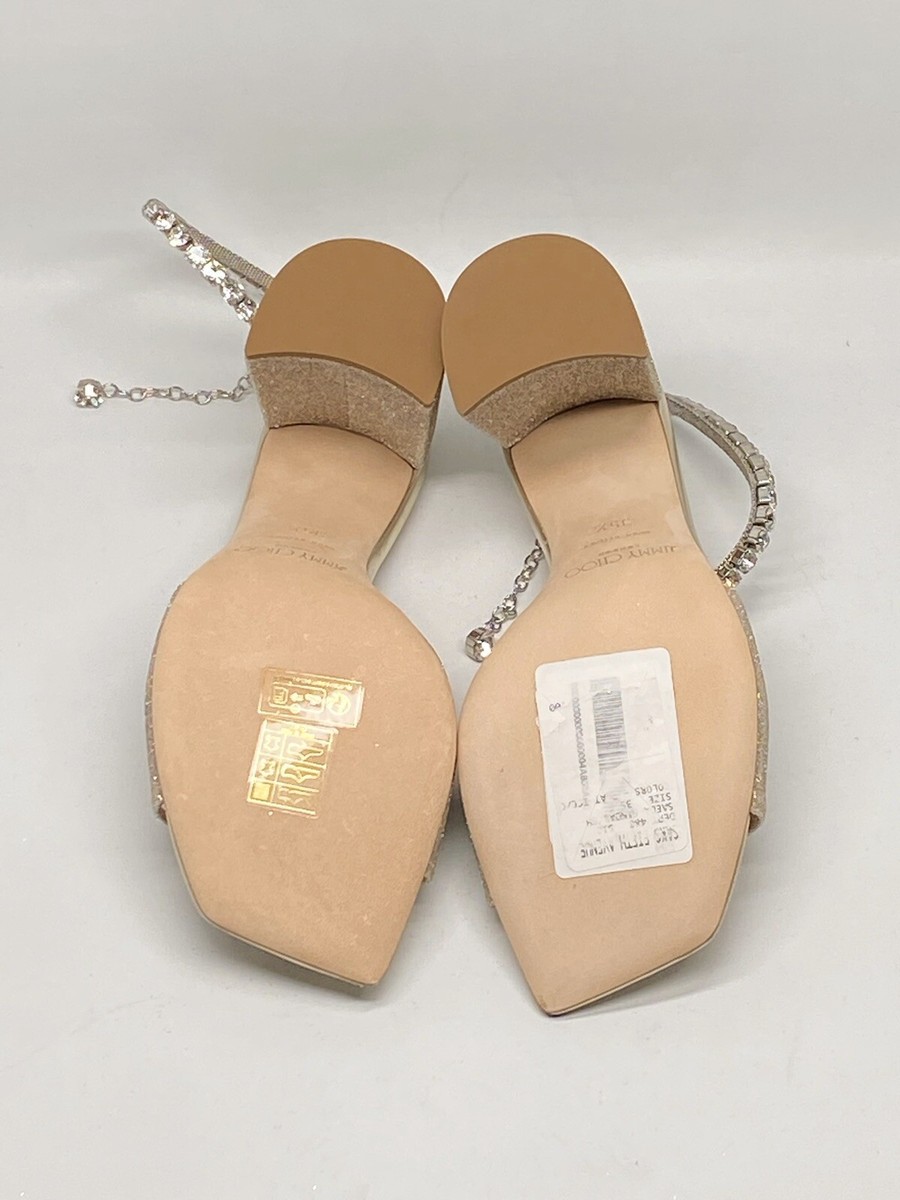 Jimmy Choo Saeda 85MM Glitter Sandals size 35.5 Retail For