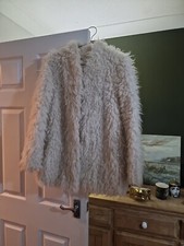 Frame Designer Cream Off White Faux Fur Coat Xs