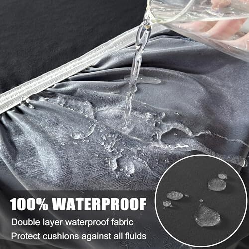 100% Waterproof Couch Cushion Covers Sofa Seat Covers, Stretch Small-2PC Black - Picture 2 of 6