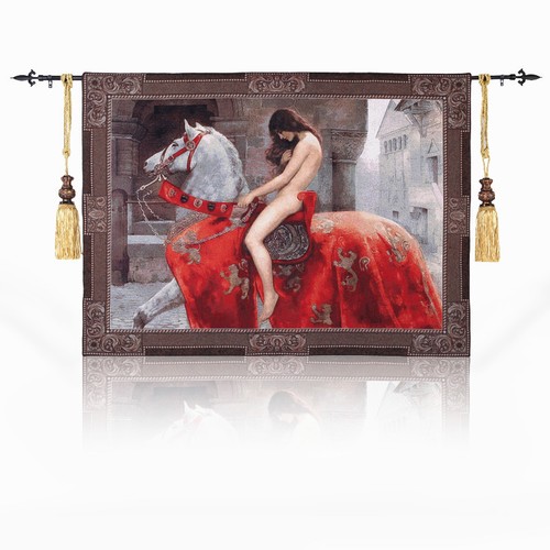 Hot Lady Godiva Godgifu Medieval castle aristocrat living portable tapestry new - Picture 5 of 6