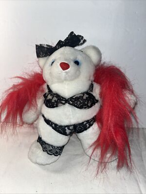 Vintage Ganz Kyklos 9'' Lolita Bear Plush 1993 Bra Panties Garder Belt RED BOA