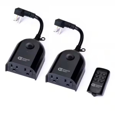 Commercial Electric Wireless Indoor/Outdoor Remote Control with 2 Outlets-2 Pack