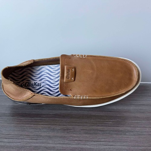 OluKai Kakaha Men’s Leather Slip On Loafers Shoes Size 9.5 $130 in Fox - Picture 11 of 17