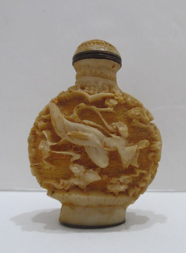 Vintage Chinese Hand Carved Snuff Bottle, Signed - Picture 5 of 10