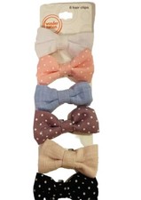 Wonder Nation Baby Girls Toddler Hair Accessories Bows Clips 6 pcs Dotted 2.5