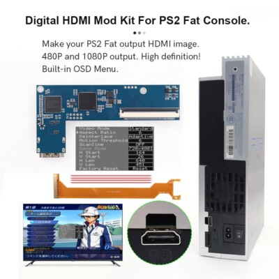 Hispeedido  For Sony PS2 Fat Digital HDMI Mod Kit Digital to Digital HDMI Kit