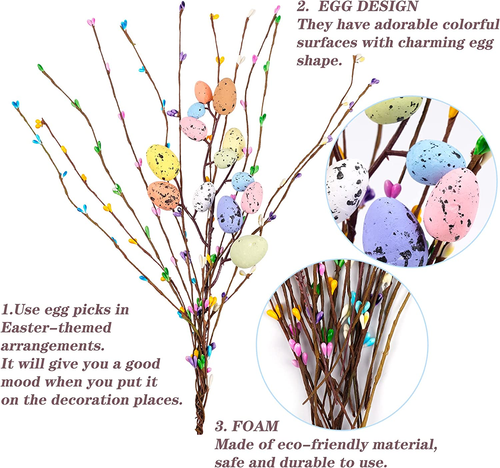 Artificial Easter Spray Vine with Pastel Easter Eggs and Berries- Decorative Spr - Picture 3 of 12