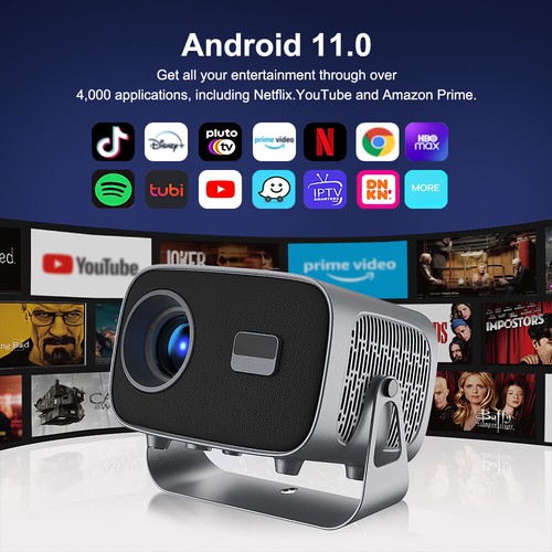 5G WiFi Smart Projector Bluetooth IOS Android 4K Movie Projector & HDMI Cable - Picture 3 of 24