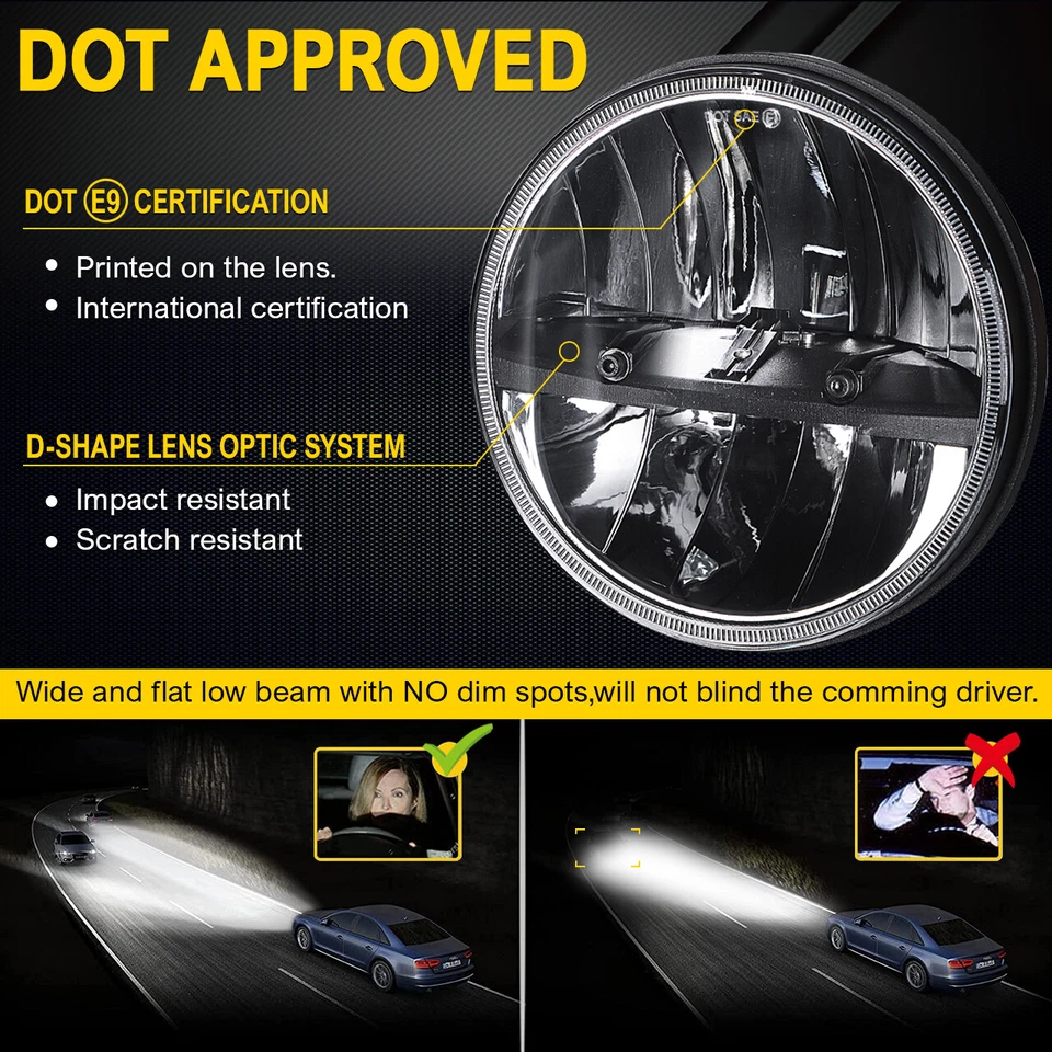 2X LKW 7'' LED Front Scheinwerfer Fernlicht Abblendlicht IP68 E24 für HUMMER H2 - Bild 4 von 4