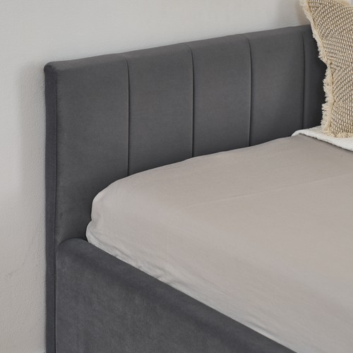 Full Size Velvet Upholstered Tufted Bed Frame Sofa Bed Daybed W/ 2 Drawers Grey - Picture 8 of 24