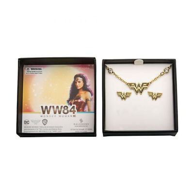 DC Comics Wonder Woman 1984 Necklace and Earrings Set Gold